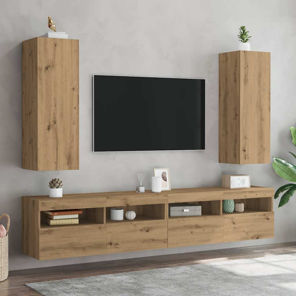 Muebles Bajos para TV, 2 Unidades, Roble Artisan, 30,5X30X90 Cm