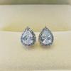 Earrings, Water Drop-shaped Zircon Stud Earrings, Women's Light Luxury High-end Zircon Stud Earrings, Versatile Colored Treasure Earrings.
