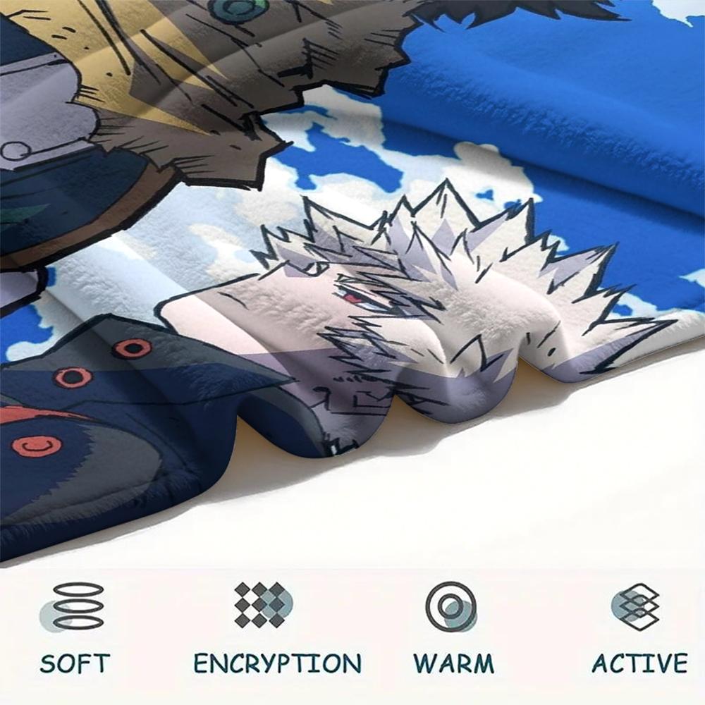 My Hero Academia Deku & Bakugo Pattern Flannel Blanket, High Quality Comfortable for All Seasons, Home Decor, Warmth and Comfort, Perfect for Gifts.