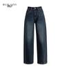 RUILAIYI Women's Warm Retro Blue Wide-Leg Denim Jeans