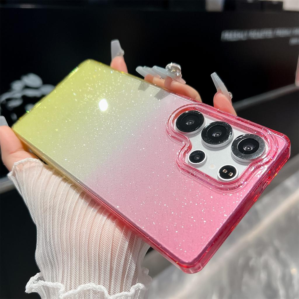 Für Samsung Galaxy S25 Ultra Hülle Transparent Glitzer Zweifarbig PC+TPU Handyhülle