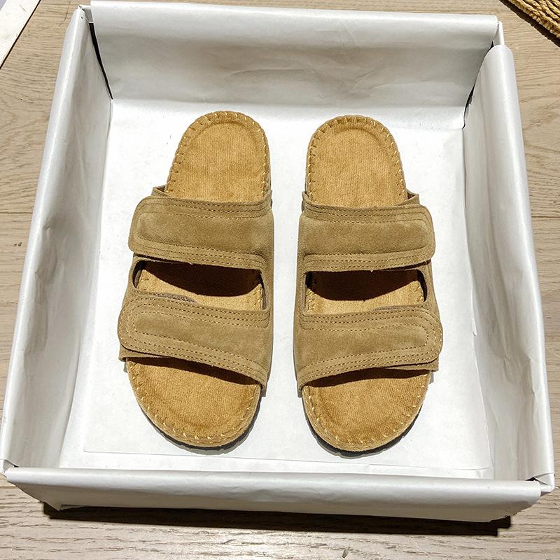 

Сандалии из натуральной кожи и пробки, женские тапочки из коровьей кожи на платформе, летние шлепанцы с двумя ремешками, пляжная обувь для женщин, замшевые шлепанцы из пробки 5 жёлтый