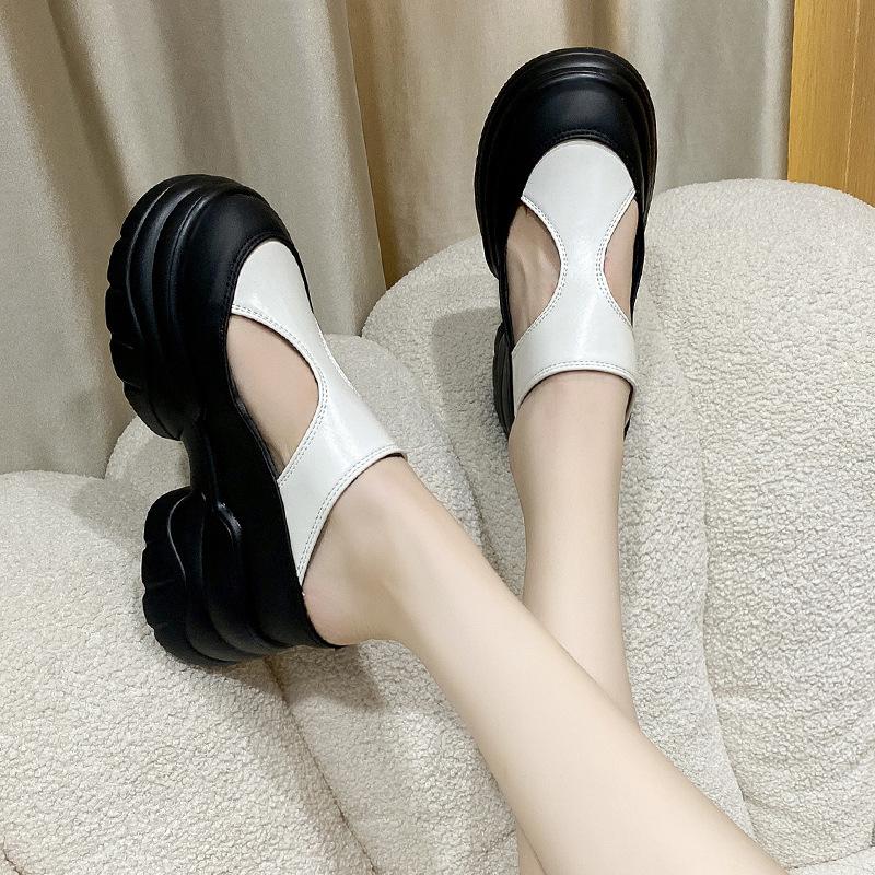 Baotou slippers women's 2025 summer new thick-bottomed heightening muffin versatile sandals women's casual and fashionable half-mops