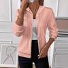 Women's White Knit Zip-Up Hooded Sweatshirt with Multiple Color Options