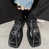 Spring Autumn Men Shoes Square Toe Lace Up Platform Leather Shoes Casual Shoes For Men