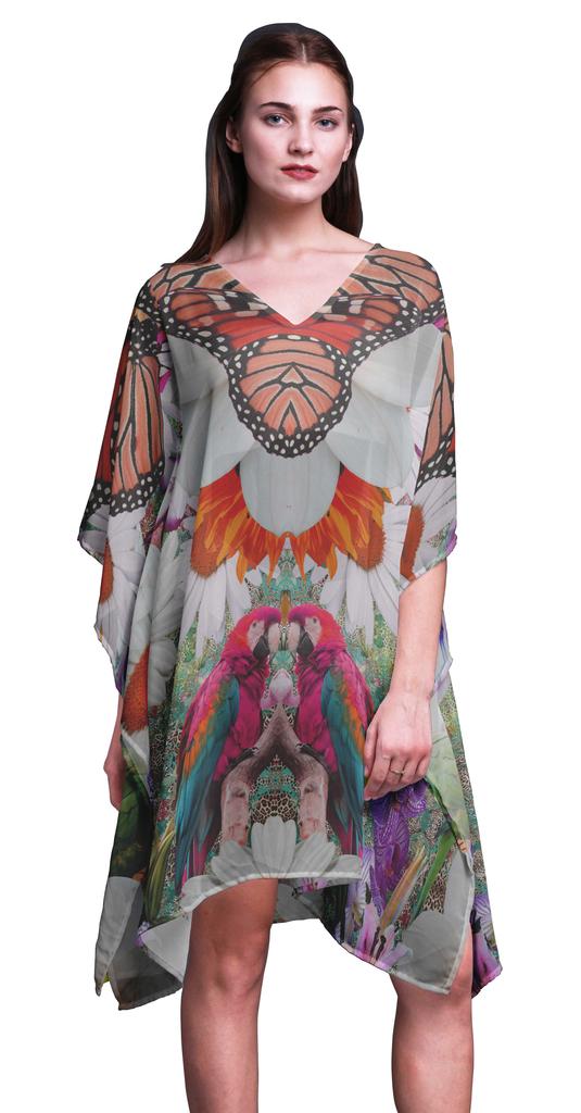 Phagun Short Caftan Midi Dress Beach Swimwear Cover Up Womens Kaftan-4X-5X