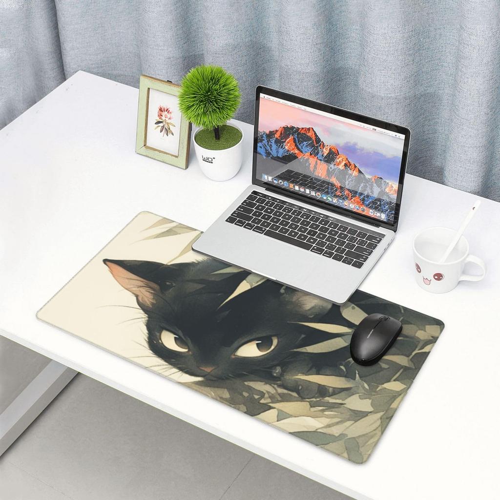 Mouse Pad Large Gaming Anime Cat Japanese Style Cat Japanese Pattern Mouse Mat Desk Mat Extra Large Large Keyboard Pad Rubber Sole ELECOM Optical