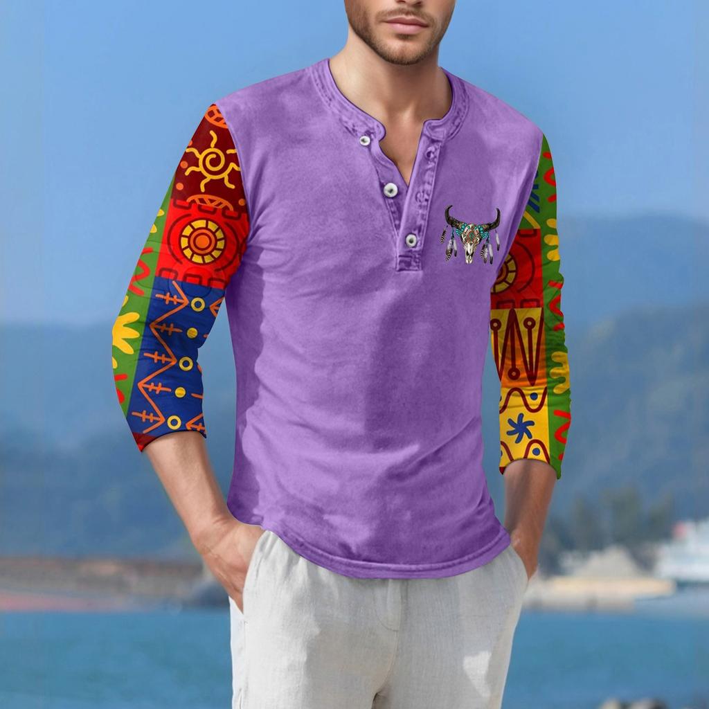 Herre T-skjorte Street Casual Mote Langermet Topp