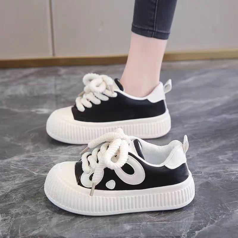 Women's Shoes Heightened Easy Wear Shoes New Autumn and Winter Black and White D'Lites Spring Platform Sports Board Shoes for Women
