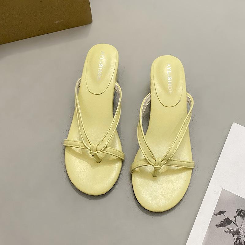 With Skirt Silver Toe Thick-soled Flip-flops Women's Summer Fashion Going Out On Vacation Slope Heel Cool Slippers