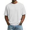 Herren Casual T-Shirt Waffelstrick Lockerer Schnitt T-Shirts für Mann Einfarbige Kurzarm-T-Shirts Übergroßer Schnitt Strukturierter Stoff Rundhalsausschnitt
