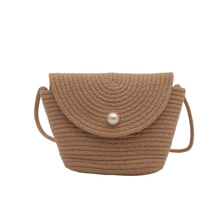 Trendy Light Brown Woven Bag Versatile Casual Travel Shoulder Purse For Ladies