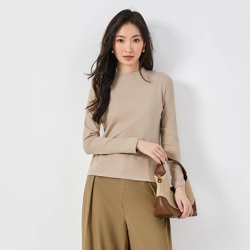 Women's Loose Solid Color Base Shirt For Autumn And Winter