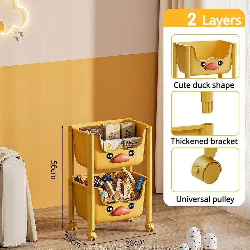 Toy Storage Trolley Living Room Snack Organizer Movable Bathroom Shelf Kitchen Rack With Wheels Children Cute Bookshelf Bookcart