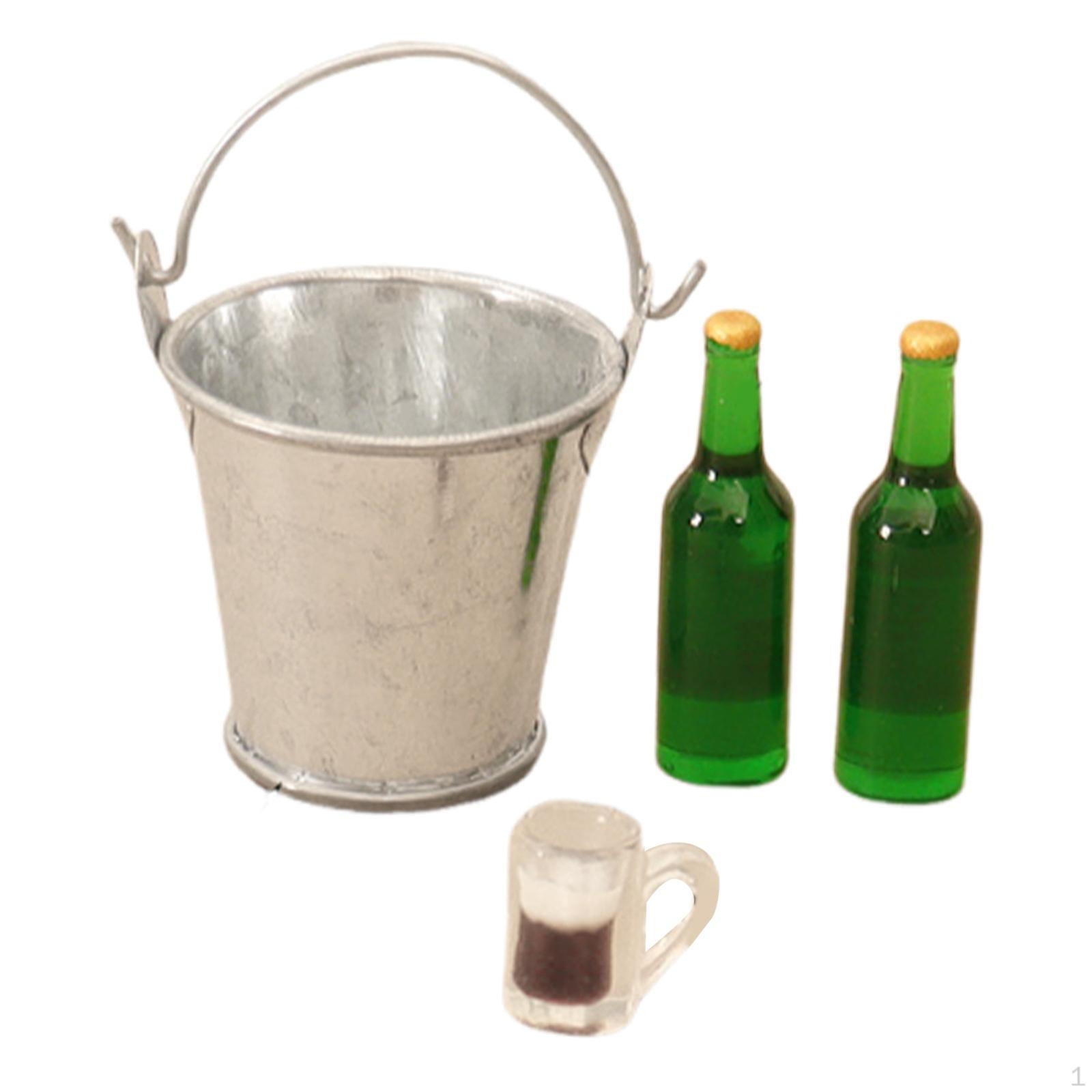 

1/12 Модель Набор Пивных Кружек Бутылок Ведерко для Охлаждения Напитков Игрушка Украшение для Напитков для Архитектурного without watermelon