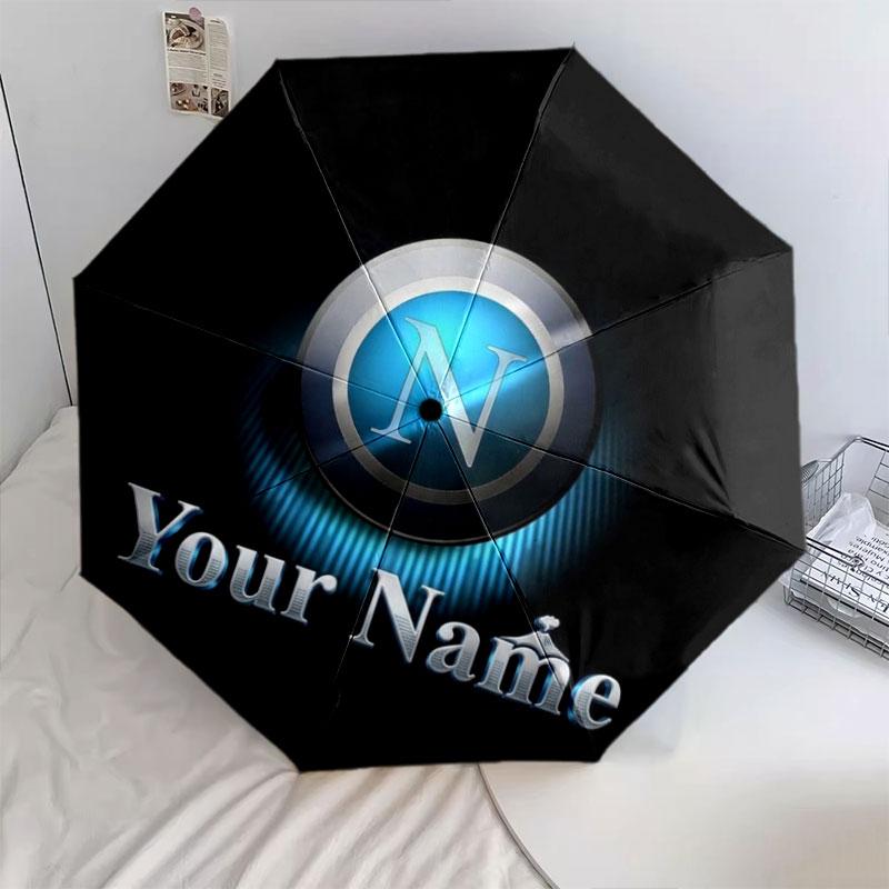 1 PC Automatic Folding Umbrella - SSC Napoli Custom Name Pattern, Portable & Foldable Design with 8 Ribs, Christmas Birthday Gifts