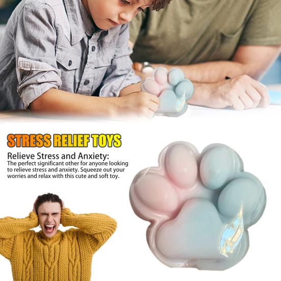 Cat Paw Squeeze Toy Slow Rebound Soft TPR Stress Anxiety Relief Portable Kids Teens Adults Colorful Pet Paw Squishes Sensory Fidget Toy