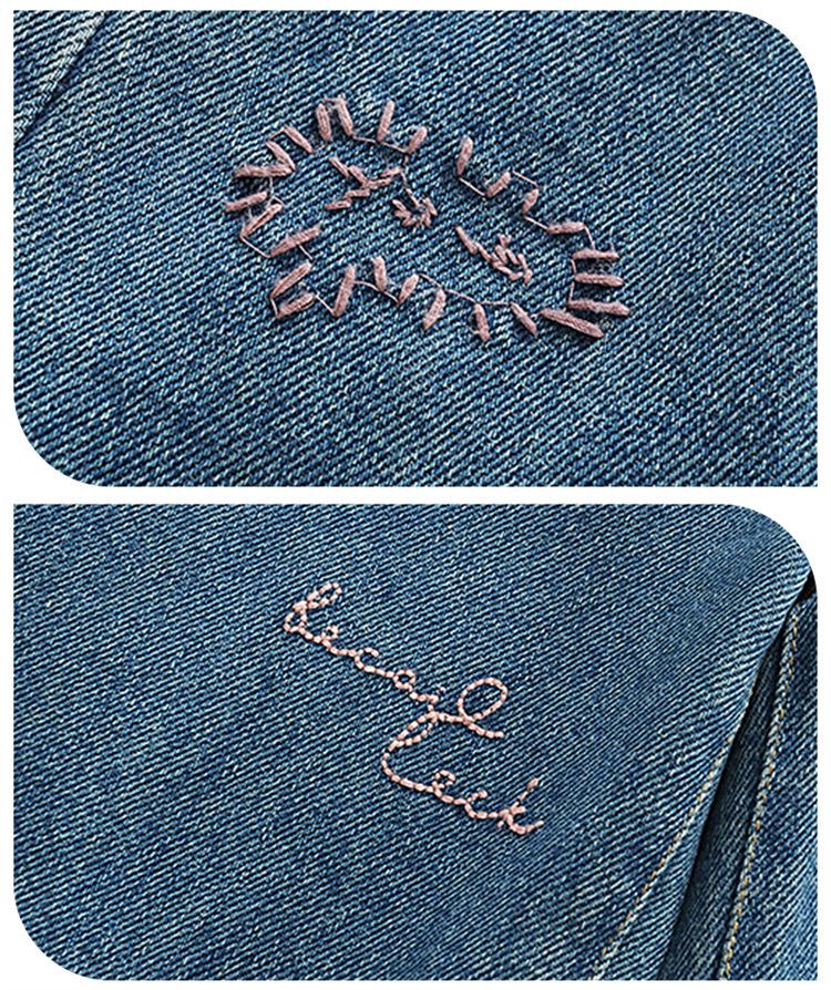 Flickors broderade jeans med raka ben - 2025 Höstmode