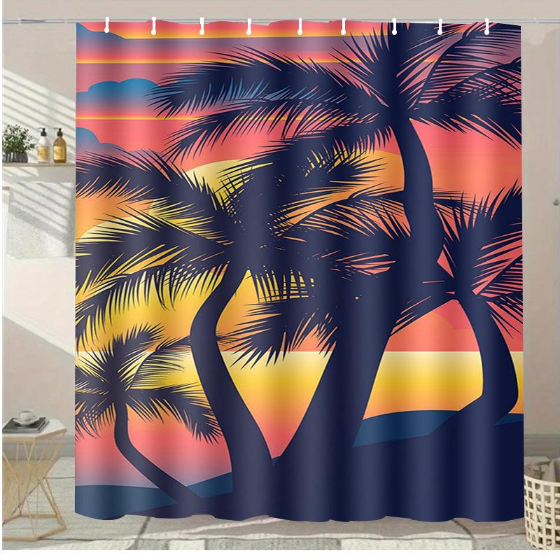 Alpaca flower washable Dirt-Resistant Shower Curtain Shower Head waterproof Polyester Bath Curtain For Home Decor Accessories