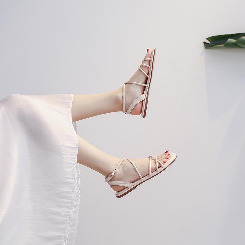 Pick up girl 7468-2 flat sandals women's 2025 new summer gentle bohemian fashion Roman shoes