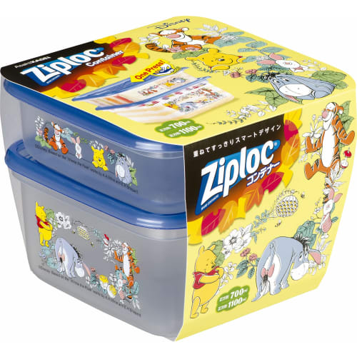 

Ziploc Containers, Square, 700ml & 1100ml, 1 each, Winnie the Pooh, 2021