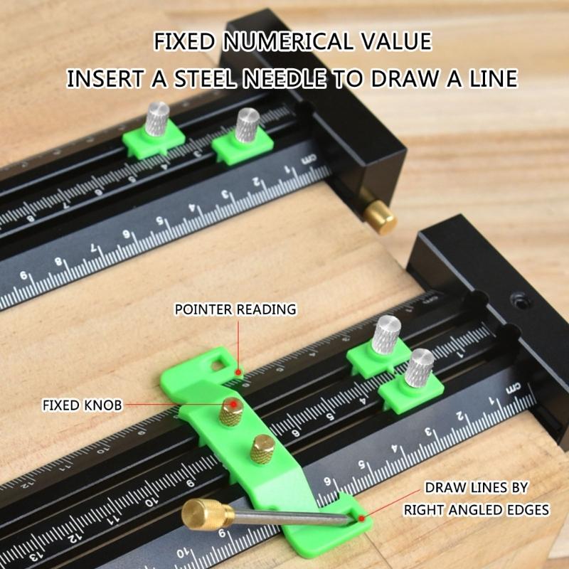Metric/Inch Aluminum Limit Ruler Double Line Marking Ruler Multifunction Scribing Marking Ruler Measurement Tool