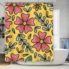 Stylish Yellow Floral Shower Curtain With Green Leavesdecorate Your Bathroom In Vibrant Colors!