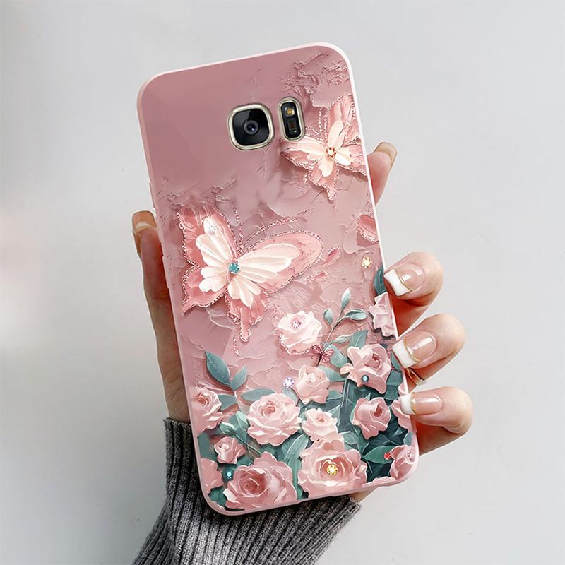 For Samsung Galaxy S6 S7 S 7 Edge Silicone Case Cute Butterfly Soft TPU Phone Back Cover For Samsung Galaxy S7 Edge Case Bumper