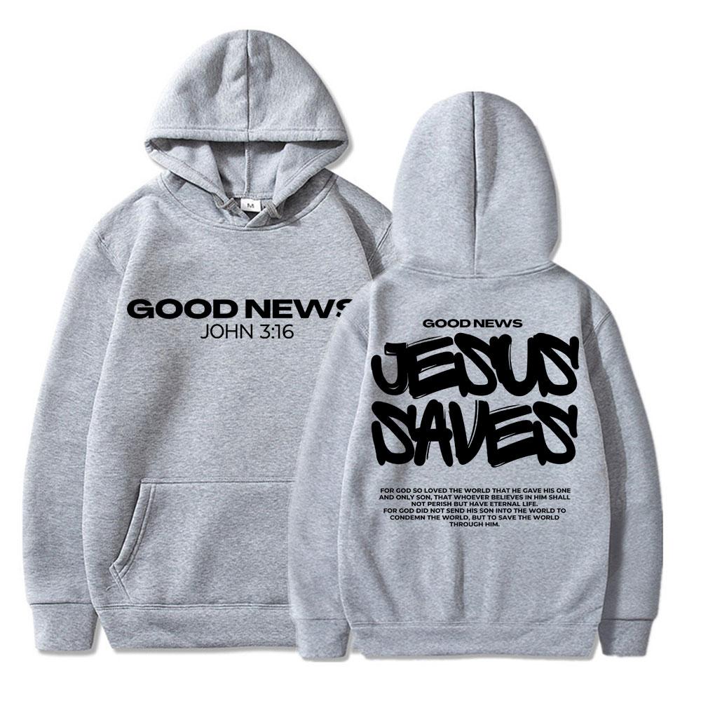 Christian Religious Jesus Saves Print Hoodie Men's Fashion Harajuku Faith Hoody Sweatshirt Fleece Oversized