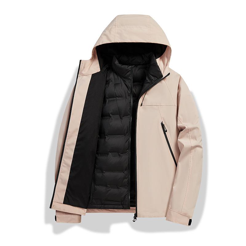 Men's Three-in-one Removable Down Jacket, Women's Outdoor Windproof and Waterproof Travel Hiking and Mountaineering Jacket