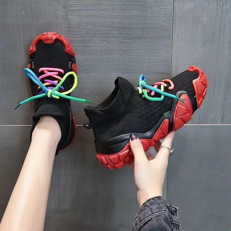 Paar gestrickte Sportschuhe Neue Vier Jahreszeiten Mode Herren Damen High Top Kokosnuss Schuhe Outdoor Laufschuhe Freizeitschuhe Weich