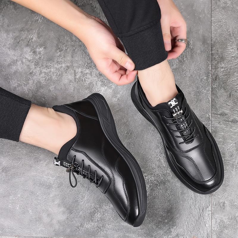 Men's Inner Height Increase of 8cm Autumn New Breathable Trend Casual Shoes Sports Shoes Height Increase Shoes 6cm Leather Shoes