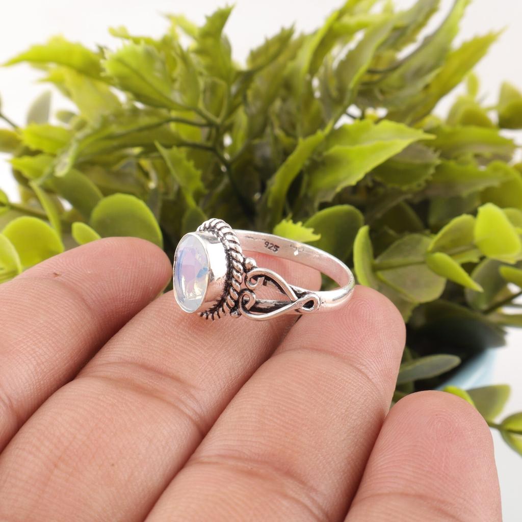 Natural Milky Opal Gemstone 925 Sterling Silver Jewelry Handmade Ring For Friend RR-8-17