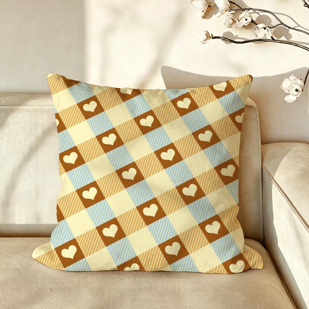 Art PPlaid PPatterns Cushion Cover Pillow Case Antidustmite Pillowcase Silky Short Plush Sofa Cushion Cover hot