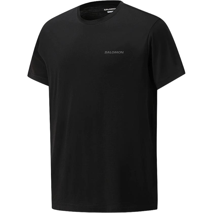 Salomon Logo Round Neck Short Sleeve T-Shirt Men Tops Black C28080