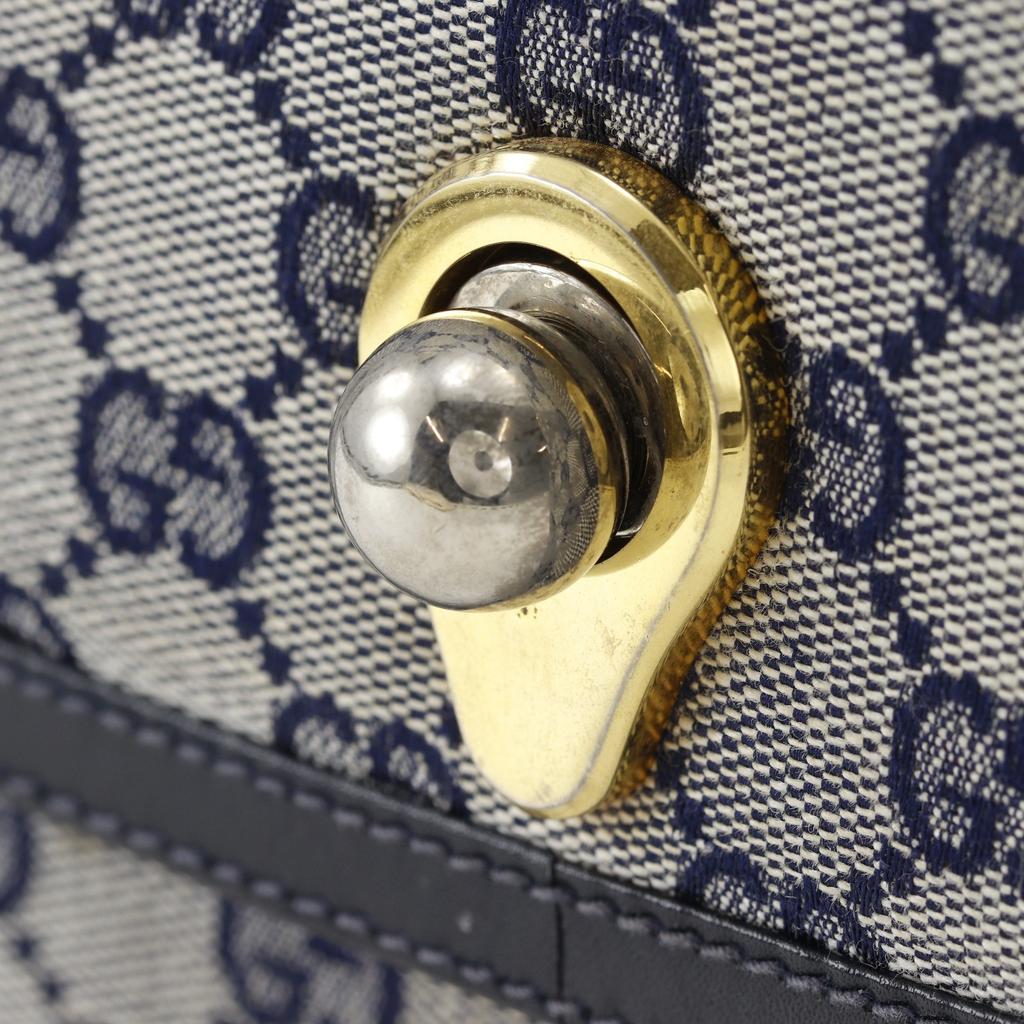 Gucci Old Gucci Shoulder Bag Vintage Navy Blue GG Canvas Women Used