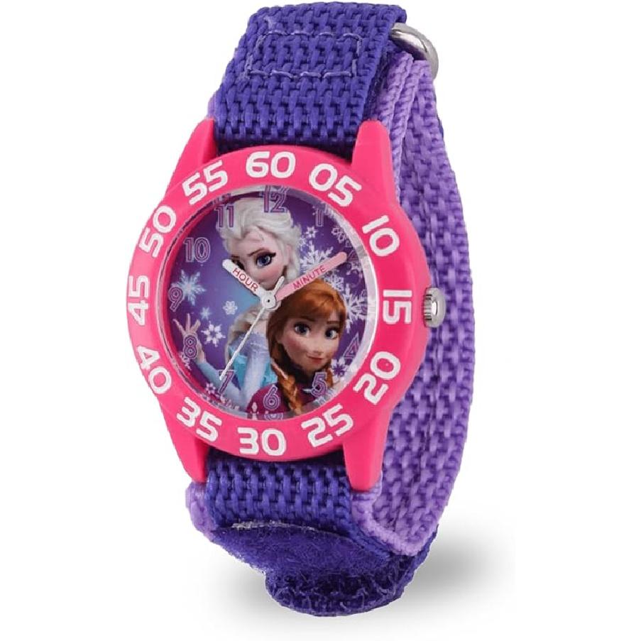 Часы Disney Frozen Эльза и Анна для детей 3-5 лет - Детские часы Frozen с фиолетовым безелем - 3D пластиковый ремешок - Часы Эльзы и Анны для девочек - Веселые игрушки Frozen Plastic Watches 3