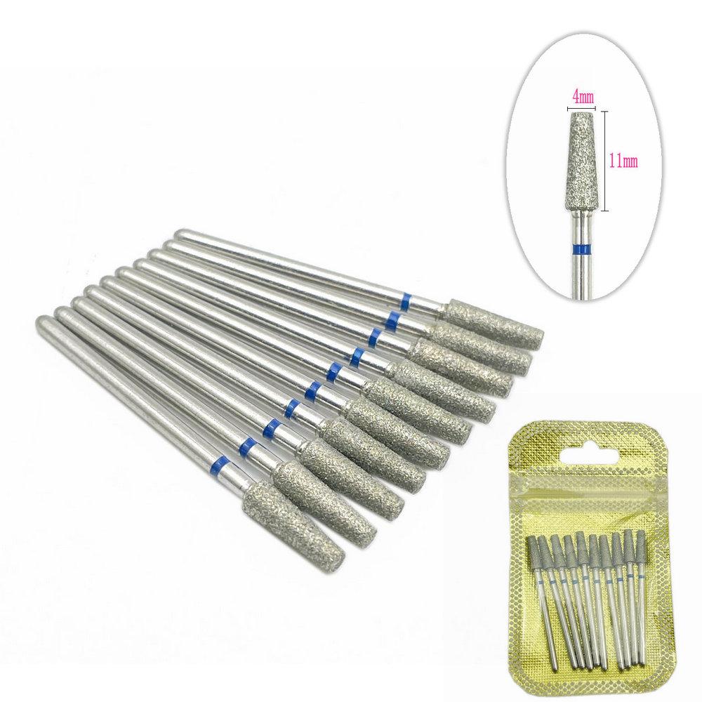 10pcs/pack Diamond Nail Drill Milling Cutter Manicure Rotary Bits Cuticle Clean Accessories Dental Diamond Burs 2.35mm Shank