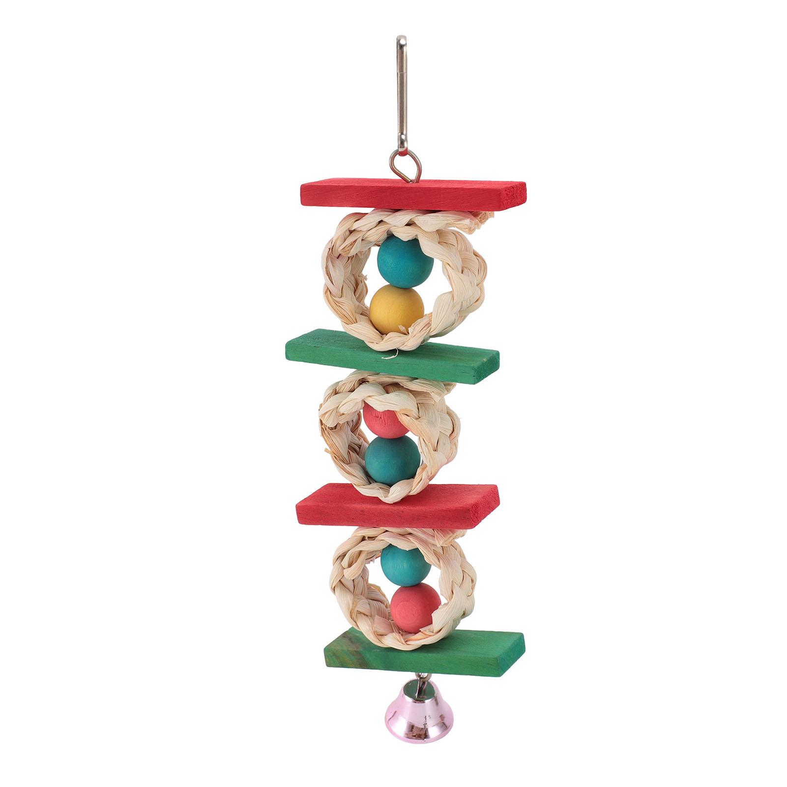 Bird Chew Toys Foraging Toys Pine Wood Corn Husk Safe Durable Bite Resistant Bird Chew Hanging Toys for Small Parrots