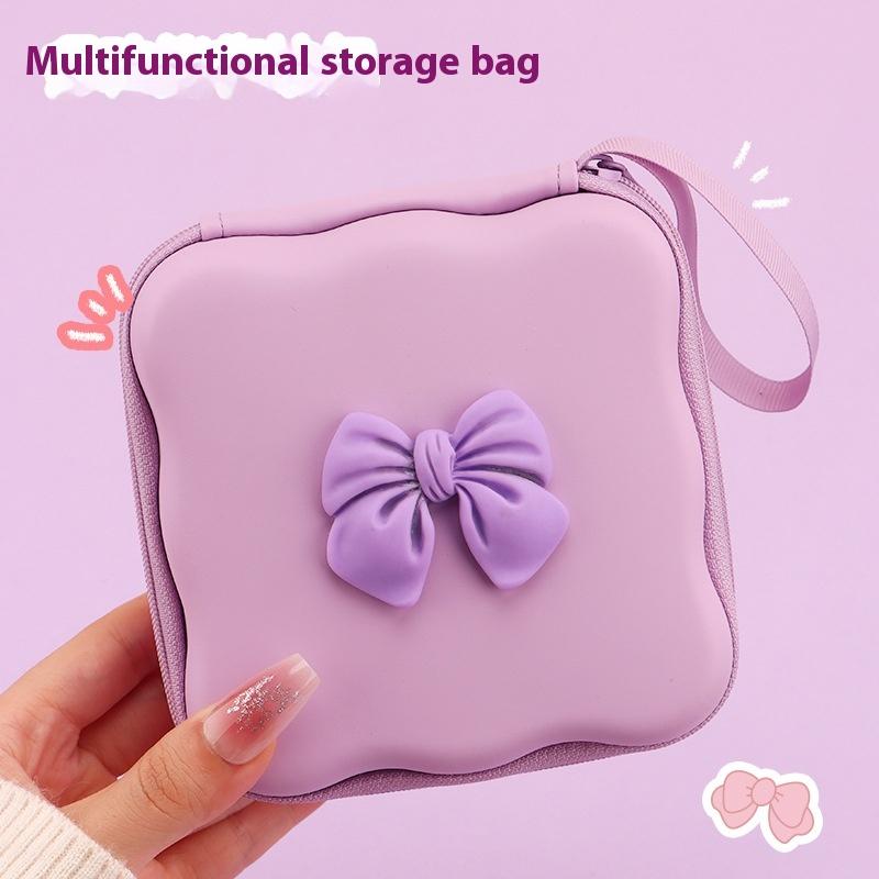 

Sanitary Napkin Cartoon Data Cable Storage Bag Hard Disk Charger Portable Usb Stick Cosmetic Organizer Sac Tote Zipper фиолетовый