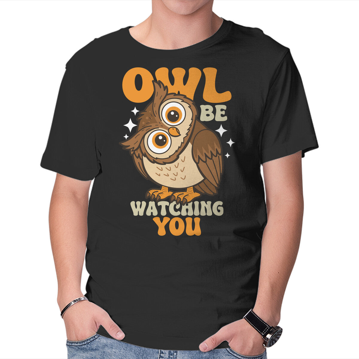 Unisex Crew Neck T-Shirt Owl Be Watching You Graphic Short Sleeve Casual Tee XL