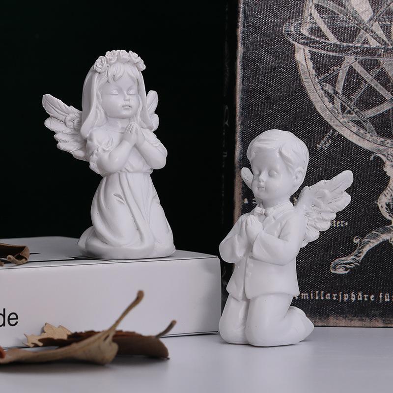 Cherub Angels Praying Sculpture And Statue Garden Christian Angel Figurine Ornaments For Home Decoration Table Party Decor