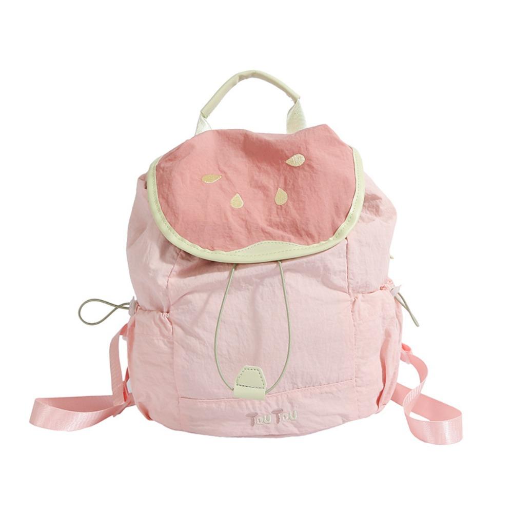 

Korean Style Fruit Nylon Backpack Travel Hiking Shoulder Bag Strawberry Drawstring Backpack Summer рожевий