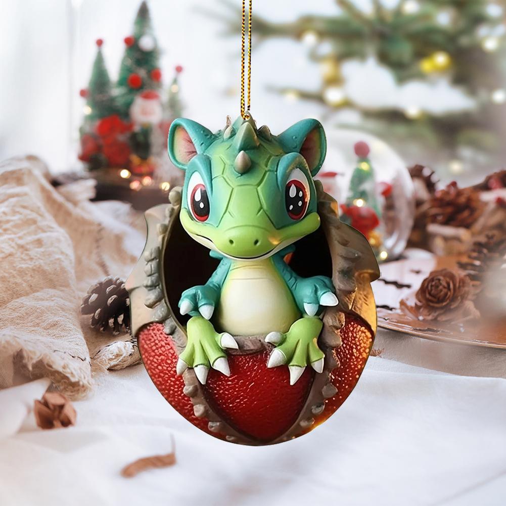 Christmas Dragon Egg Tree Pendant Novelty Dragon Egg Decoration Cute Dragon Statue Realistic for Home and Car Decoration