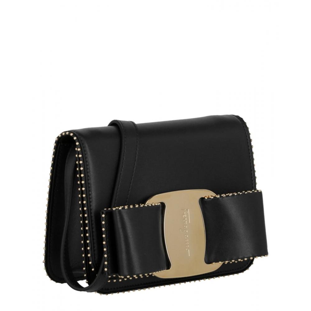 Salvatore Ferragamo Mini Vara Bow Crossbody Bag Black