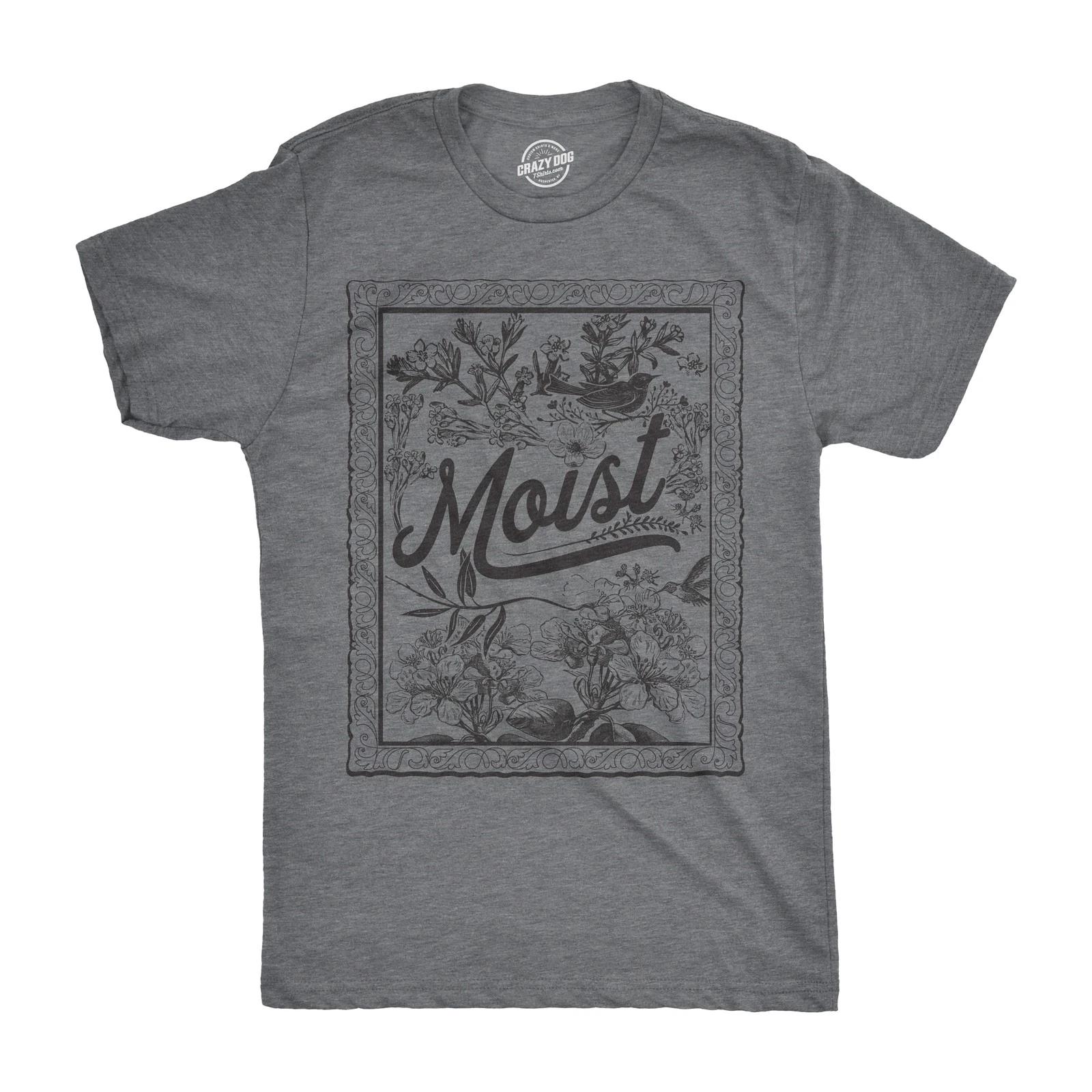 Mens Moist Floral Print T Shirt Funny Gross Word Tee XXXL