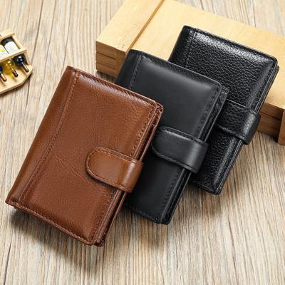 Handgefertigte Rindsleder Geldbörse Oberste Schicht Vintage Echtes Hochwertiges Gefühl Anti-Diebstahl Bürsten Schnalle Leder Herren