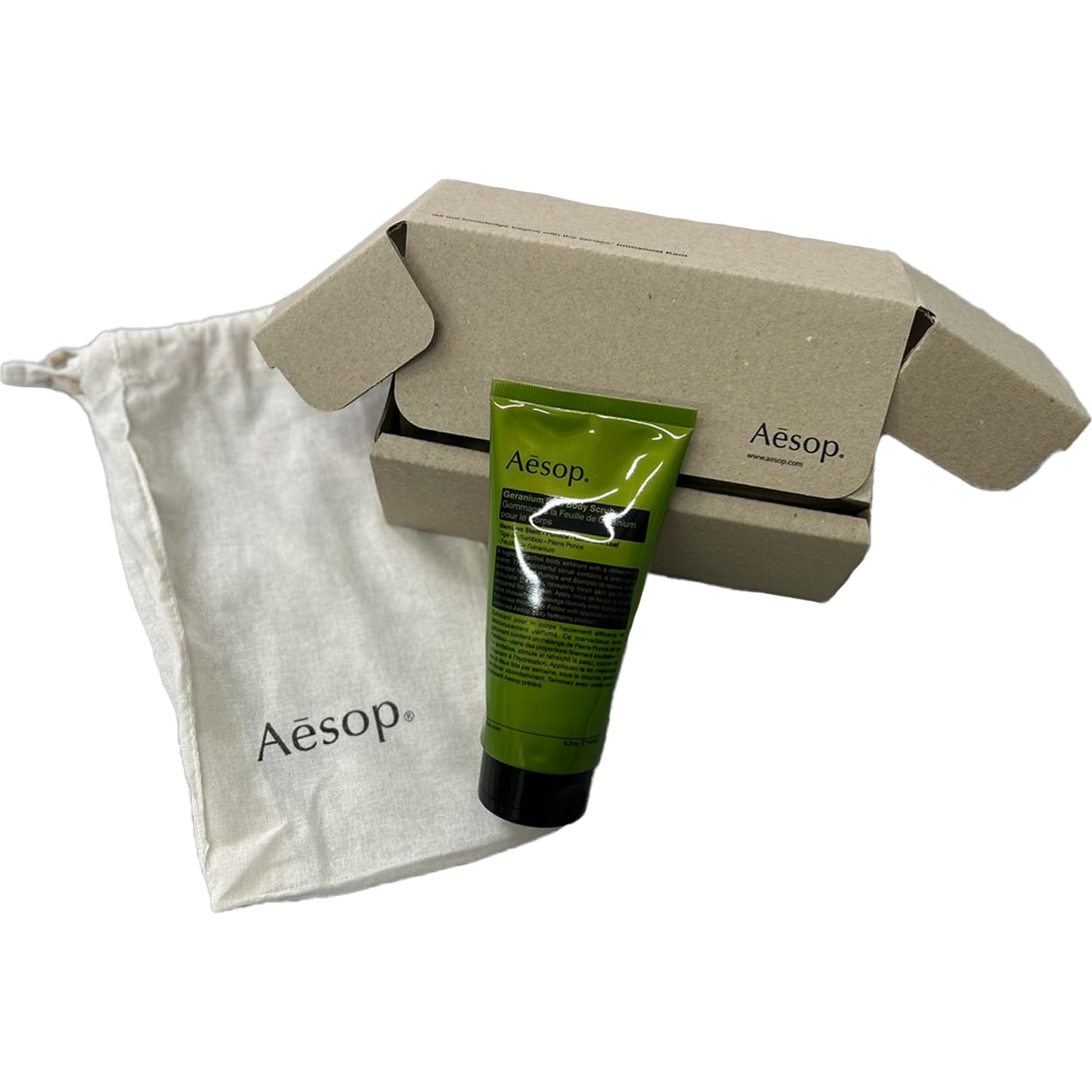 

обычный подарок Подарочный набор Aesop Body Scrub 180 мл Подарочный с сумкой на шнурке [Включает коробку] (180мл, Герань)
