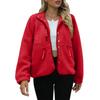 Women's Fashion Casual Stacked Lapel Single Button Fleece Sports Sweatshirt Jacket Outerwear