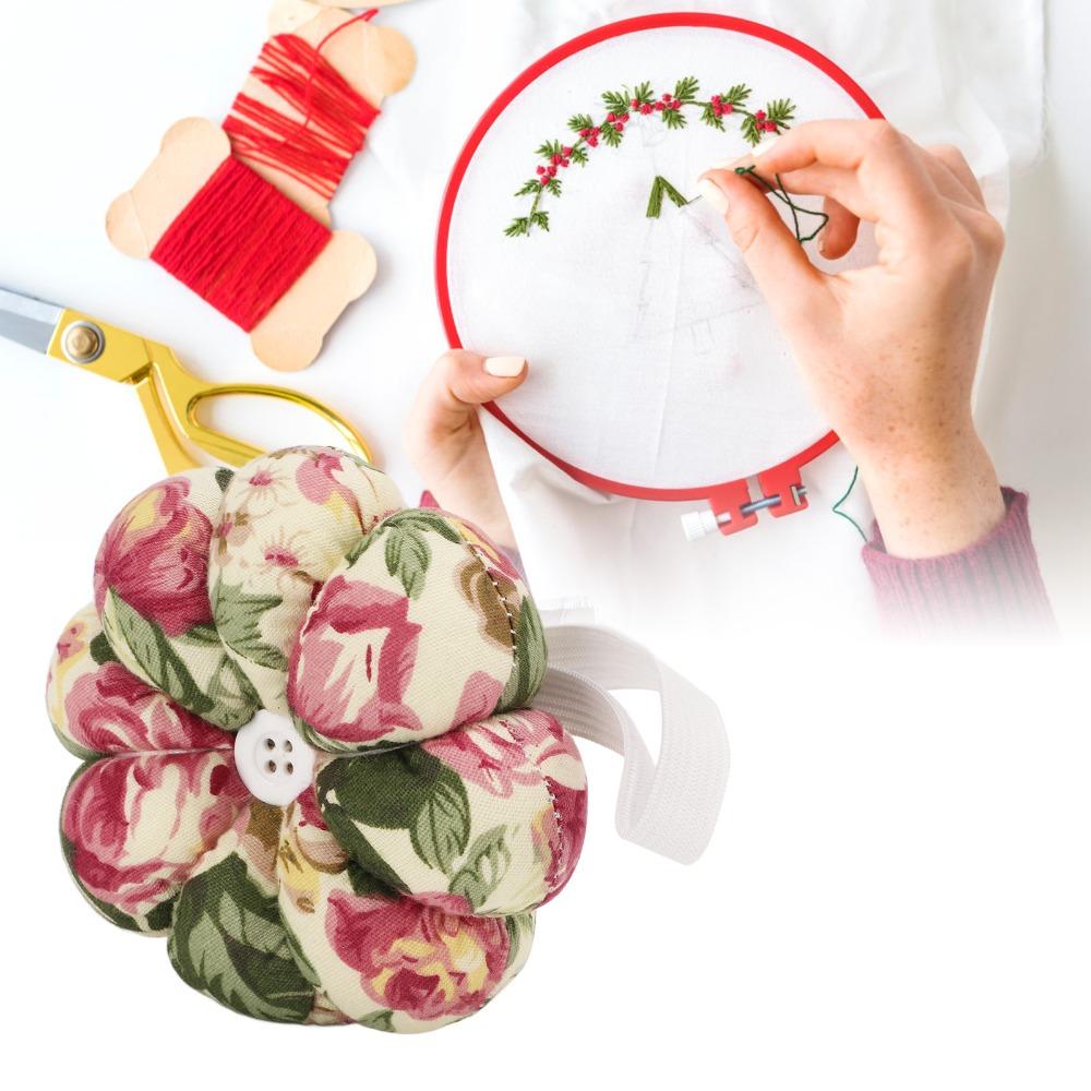 Elastic Wrist Strap Wrist Pin Cushion Pumpkin Design Pins Holder Wearable Pincushion  For Quilting